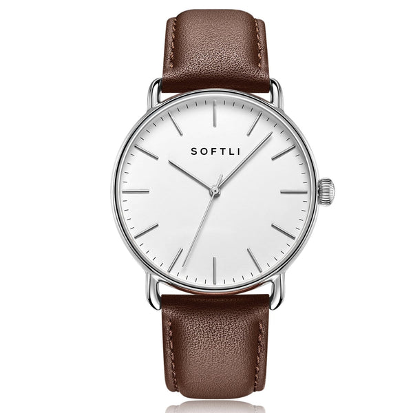 SOFTLI Paradigm 40mm Minimalist Watch for Men | Stainless Steel/Brown