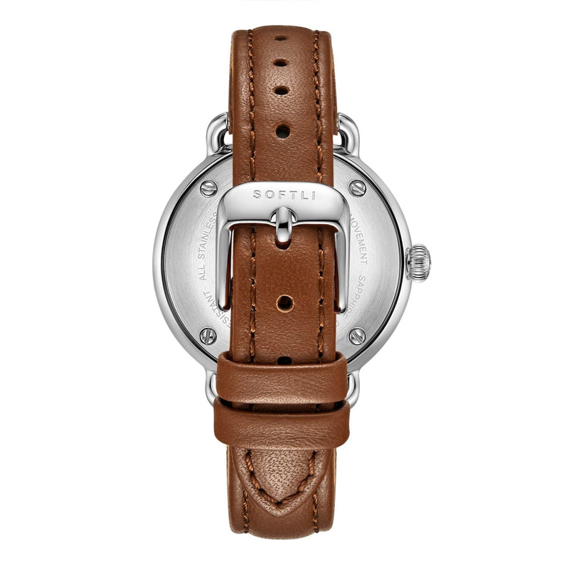 SOFTLI Paradigm 34mm Minimalist Watch for Women |Stainless Steel/Brown - Back