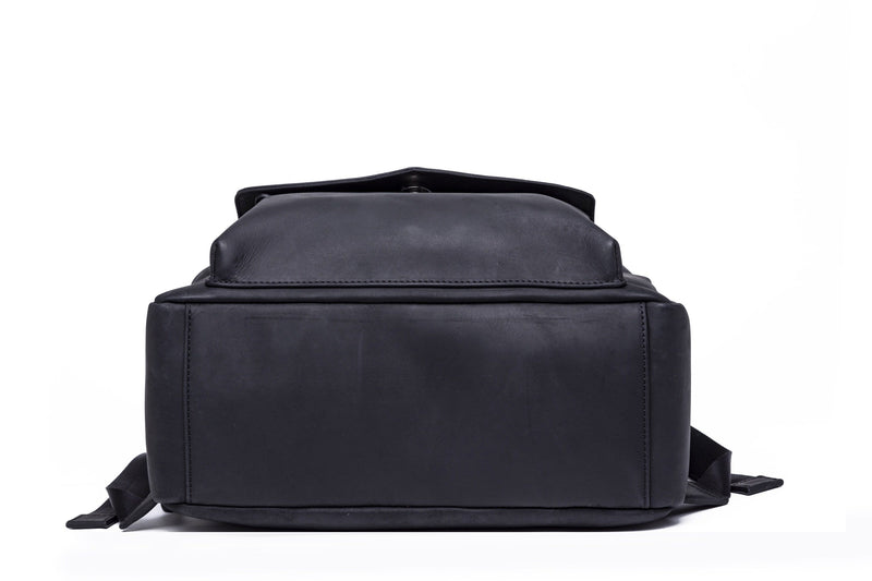 SOFTLI Leather Backpack - Black - Bottom View