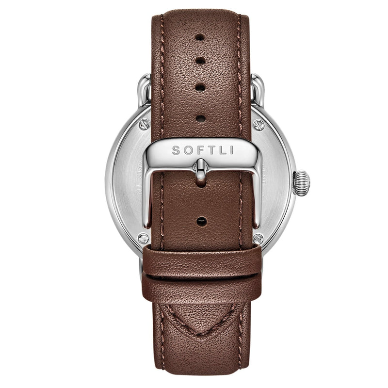 SOFTLI Paradigm 40mm Minimalist Watch for Men | Stainless Steel/Brown - Back