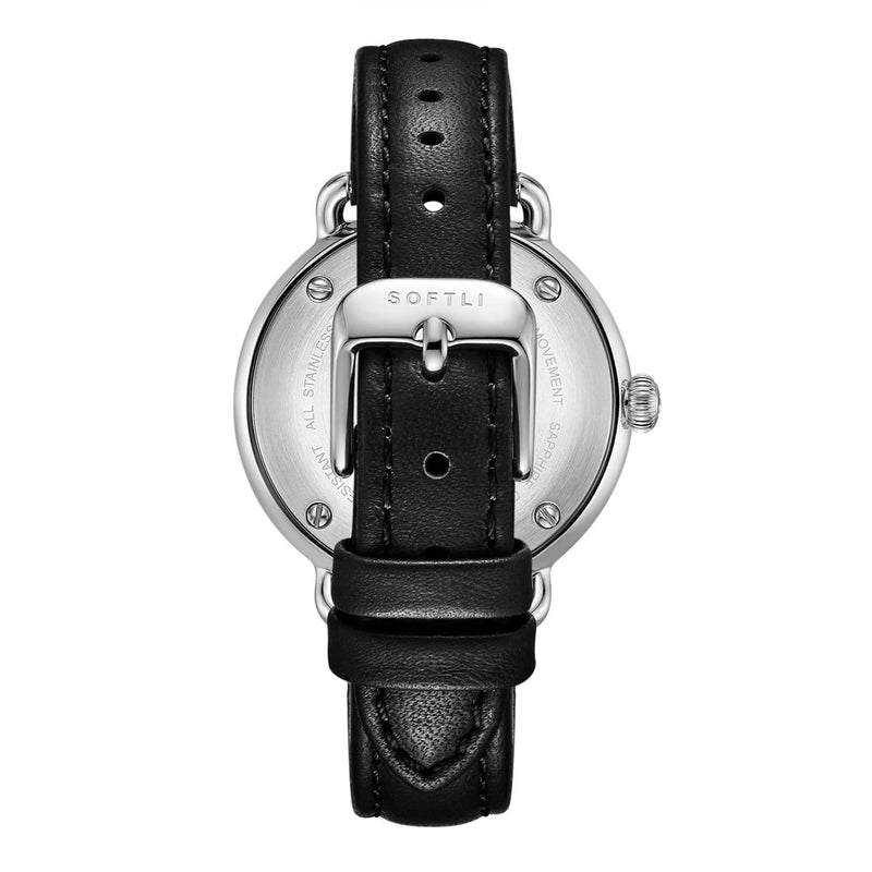 SOFTLI Paradigm 34mm Minimalist Watch for Women |Stainless Steel/Black - Back