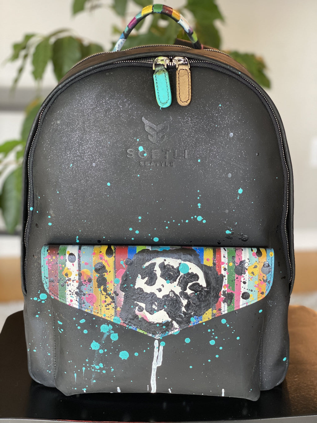 austin reed 17.5 casual laptop backpack Austin Reed x SOFTLI Hand-Painted Leather Backpack