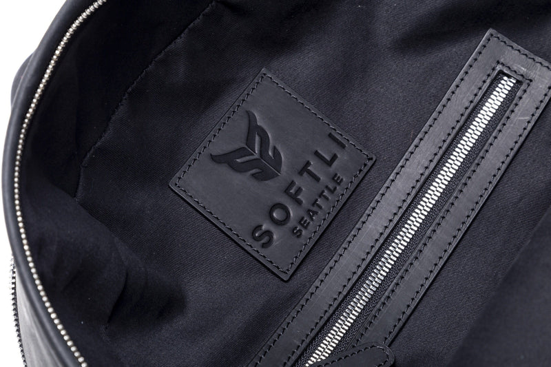 SOFTLI Leather Backpack - Black - Inside View