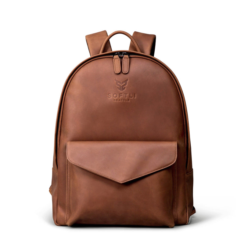 SOFTLI Leather Backpack - Cognac
