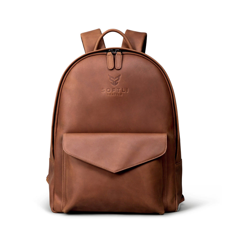 conli leather backpack SOFTLI Leather Backpack, Full Grain Leather Travel Backpack, Laptop Bag