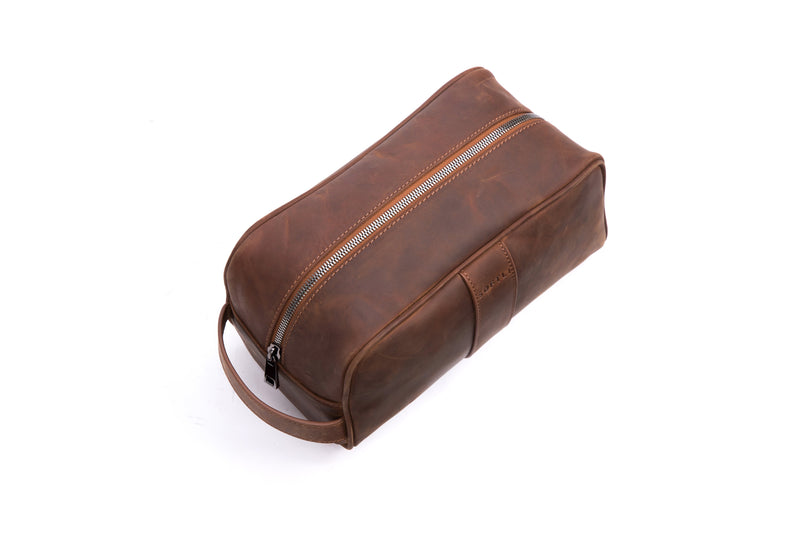 SOFTLI Leather Toiletry Bag - Brown