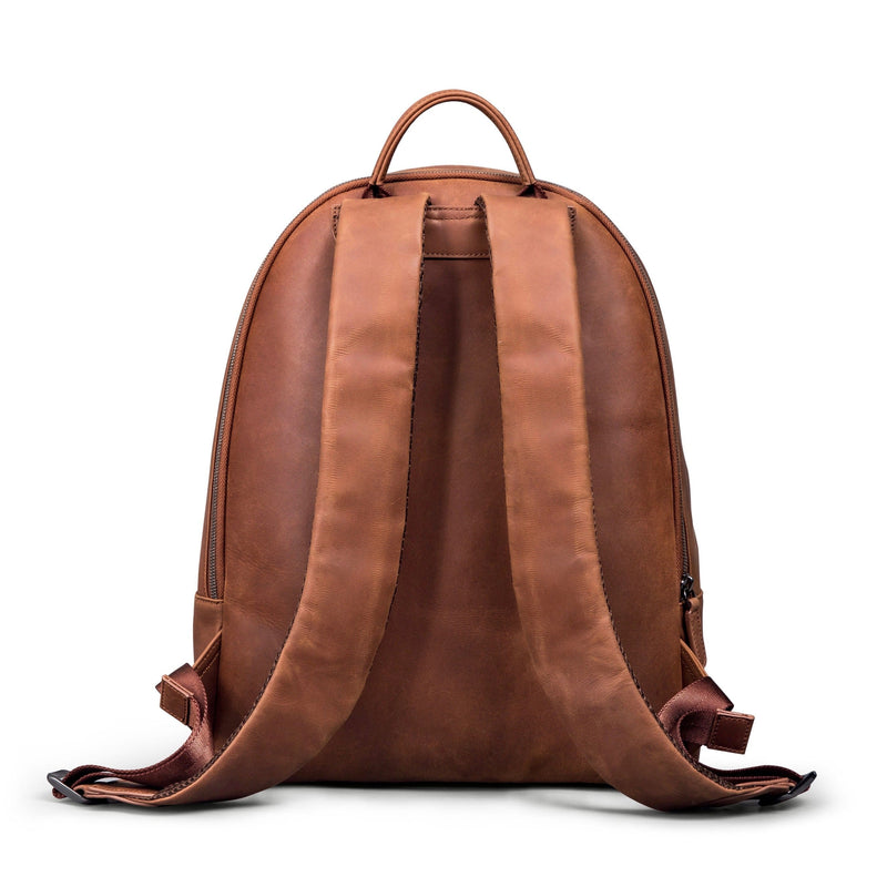 SOFTLI Leather Backpack - Cognac - Back View