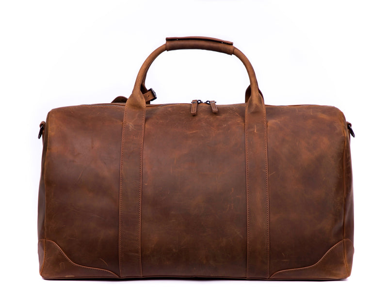 SOFTLI Leather Duffle Bag- Brown